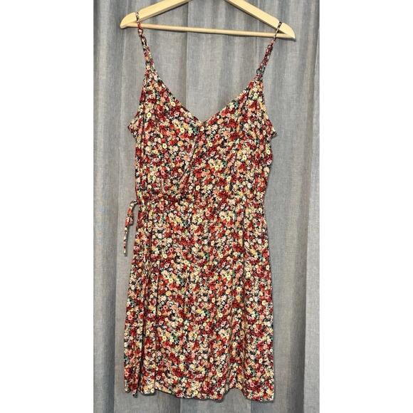 American Rag Mini Dress Women’s Size Medium Boho Floral Print Faux Wrap - Picture 3 of 16